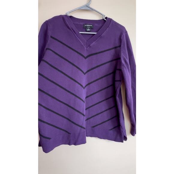 Liz Claiborne Purple V-Neck Chevron Knit Sweater Size 0X - Picture 3 of 10